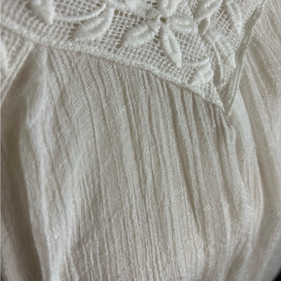 White Indigo Soul Boho Top with Bell Sleeves, Size L - Picture 8 of 14